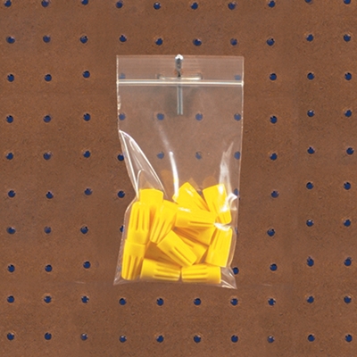 Reclosable Poly Bags with Hang Holes - 4 mil