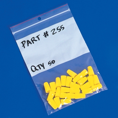 Minigrip® White Block Reclosable Poly Bags with Hang Holes - 4 mil
