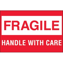 2 x 3" - "Fragile - Handle With Care"