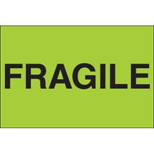 2 x 3" - "Fragile" (Fluorescent Green) Labels