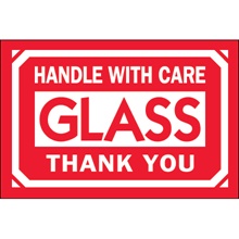 2 x 3" - "Glass - Handle With Care - Thank You" Labels