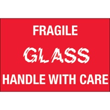 2 x 3" - "Fragile - Glass - Handle With Care" Labels