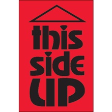 2 x 3" - "This Side Up" (Fluorescent Red) Labels