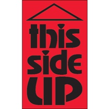 3 x 5" - "This Side Up" (Fluorescent Red) Labels
