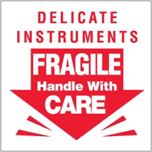 3 x 3" - "Delicate Instruments - Fragile" Labels
