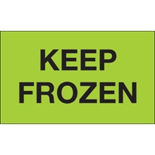 3 x 5" - "Keep Frozen" (Fluorescent Green) Labels