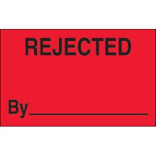 1 1/4 x 2" - "Rejected By" (Fluorescent Red) Labels