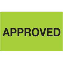 1 1/4 x 2" - "Approved" (Fluorescent Green) Labels