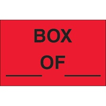 1 1/4 x 2" - "Box ___ Of ___" (Fluorescent Red) Labels