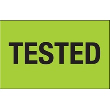 1 1/4 x 2" - "Tested" (Fluorescent Green) Labels