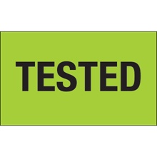 3 x 5" - "Tested" (Fluorescent Green) Labels