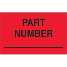 1 1/4 x 2" - "Part Number" (Fluorescent Red) Labels