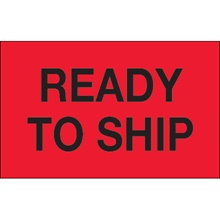 1 1/4 x 2" - "Ready To Ship" (Fluorescent Red) Labels
