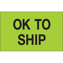 1 1/4 x 2" - "OK To Ship" (Fluorescent Green) Labels