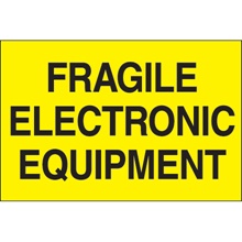 2 x 3" - "Fragile - Electronic Equipment" (Fluorescent Yellow) Labels