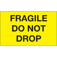 3 x 5" - "Fragile - Do Not Drop" (Fluorescent Yellow) Labels