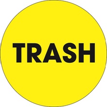 2" Circle - "Trash" (Fluorescent Yellow) Labels