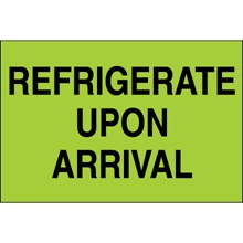 2 x 3" -  "Refrigerate Upon Arrival" (Fluorescent Green) Labels