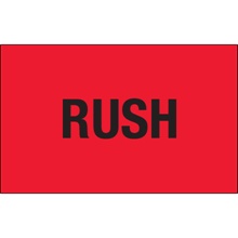 1 1/4 x 2" - "Rush" (Fluorescent Red) Labels