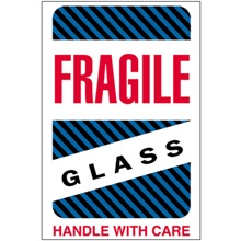 4 x 6" - "Fragile - Glass - Handle With Care" Labels