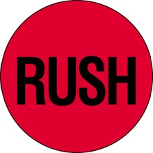 2" Circle - "Rush" (Fluorescent Red) Labels