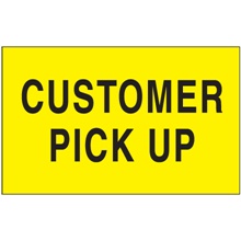 3 x 5" - "Customer Pick Up" (Fluorescent Yellow) Labels