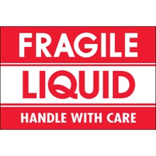 2 x 3" - "Fragile - Liquid - Handle With Care" Labels