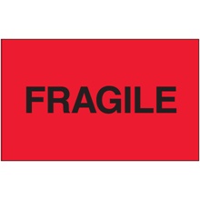3 x 5" - "Fragile" (Fluorescent Red) Labels