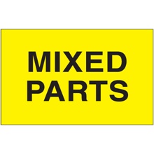 3 x 5" - "Mixed Parts" (Fluorescent Yellow) Labels