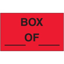 3 x 5" - "Box ___ of ___" (Fluorescent Red) Labels