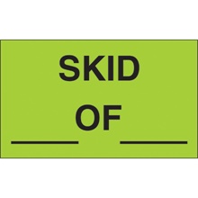 3 x 5" - " Skid __ of __" (Fluorescent Green) Labels