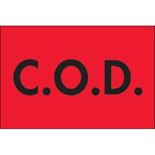 2 x 3" - "C.O.D." (Fluorescent Red) Labels