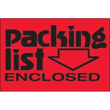 2 x 3" - "Packing List Enclosed" (Fluorescent Red) Labels