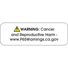 1.5 x 0.5" - "Warning: Cancer and Reproductive Harm - " Prop 65 Labels