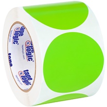 3" Fluorescent Green Inventory Circle Labels