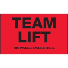 3 x 5"  - "Team Lift" (Fluorescent Red) Labels