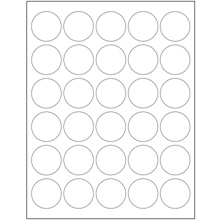 1 1/2" White Circle Laser Labels-30 Labels per Sheet