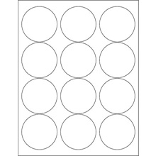 2 1/2" White Circle Laser Labels-12 Labels per Sheet