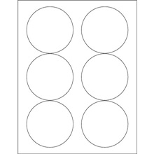 3.33" White Circle Laser Labels-6 Labels per Sheet
