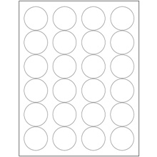 1 2/3" White Circle Laser Labels-24 Labels per Sheet