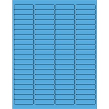 1 15/16 x 1/2" Fluorescent Bright Blue Rectangle Laser Labels-80 Labels per Sheet