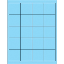 2" x 2" Fluorescent Pastel Blue Rectangle Laser Labels-20 Labels per Sheet