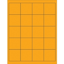 2 x 2" Fluorescent Orange Rectangle Laser Labels-20 Labels per Sheet
