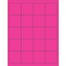 2 x 2" Fluorescent Pink Rectangle Laser Labels-20 Labels per Sheet