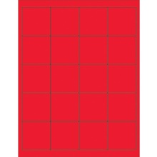 2 x 2"Fluorescent  Red Rectangle Laser Labels-20 Labels per Sheet