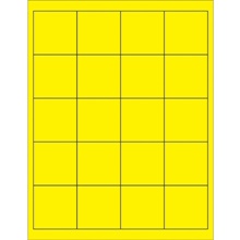 2 x 2" Fluorescent Yellow Rectangle Laser Labels-20 Labels per Sheet