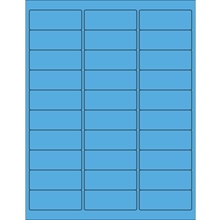2 5/8 x 1" Fluorescent Bright Blue Rectangle Laser Labels-30 Labels per Sheet