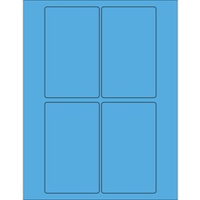 3 x 5" Fluorescent Bright Blue Rectangle Laser Labels-4 Labels per Sheet