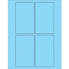 3 x 5" Fluorescent Pastel Blue Rectangle Laser Labels-4 Labels per Sheet