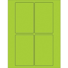 3 x 5" Fluorescent Green Rectangle Laser Labels-4 Labels per Sheet